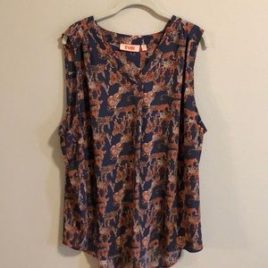Evri 2x animal print, v neck sleeveless blouse